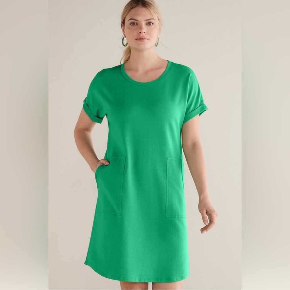 Soft Surroundings Green Fina French Terry Short Dress Size 2X